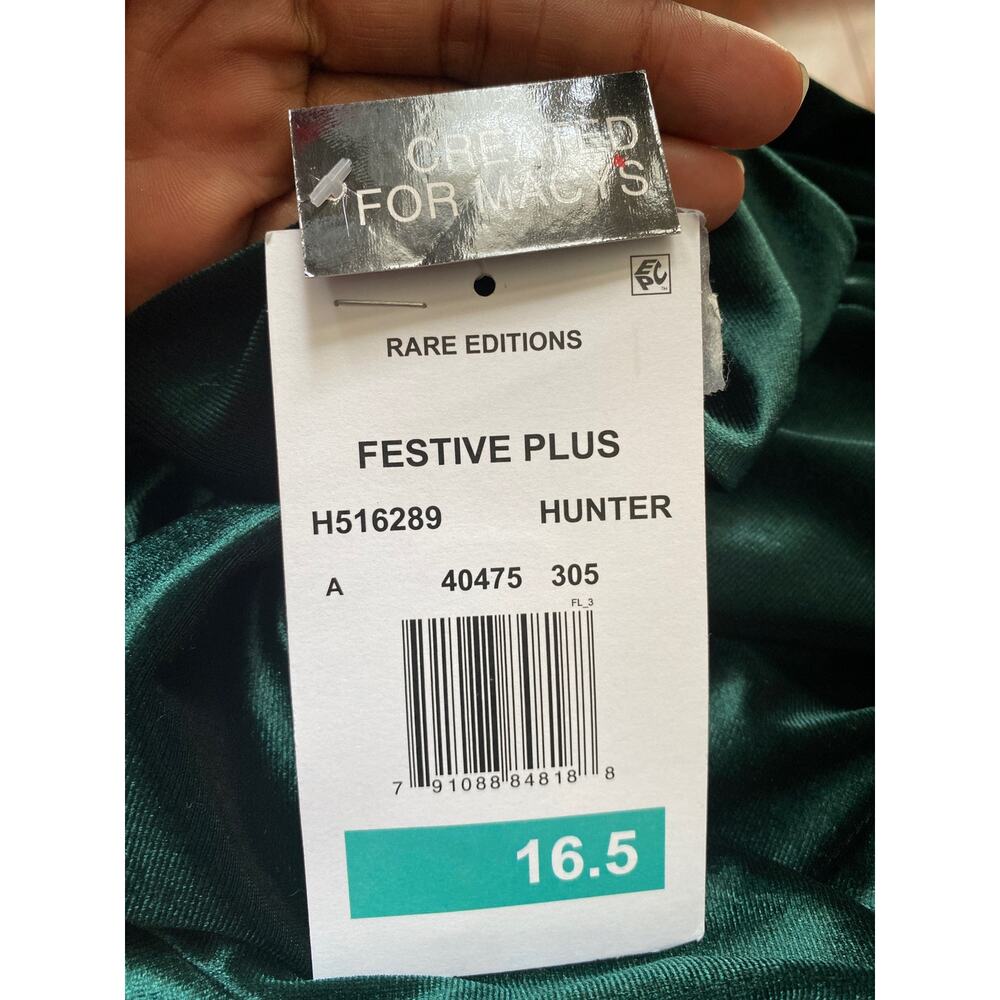 Rare Editions Hunter Green Velvet Sleeveless A-Line Midi Dress Plus sz 16.5 NWTs - Picture 9 of 10